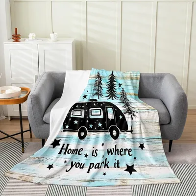 Home Is Where You Park Blanket: Retro Camper Design