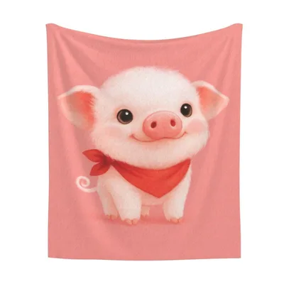 Cute Baby Pig Blanket: Smiling Farrow with Red Bandana