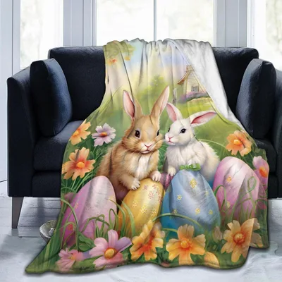 Sloth Easter Blanket: Bunnies and Eggs Spring Throw