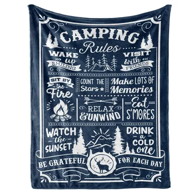 Camping Rules Typography Blanket: Outdoor Adventure Design
