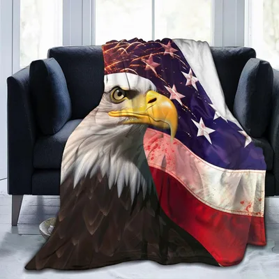 Eagle American Flag Fireworks Blanket: Patriotic Eagle Design