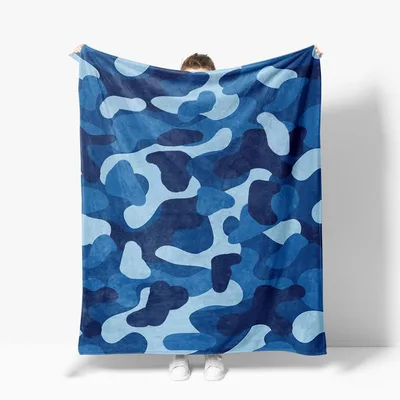 Dark Blue Camouflage Pattern Blanket for Outdoor Lovers