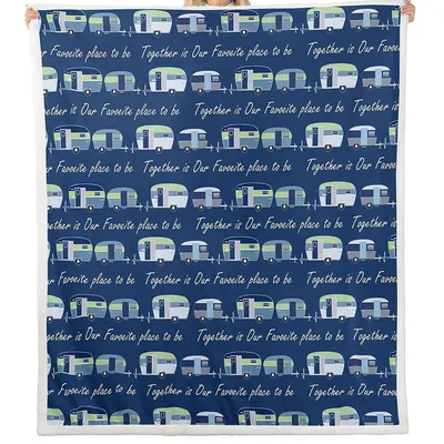 Camper Sketch Pattern Blanket: Retro Trailer Design for Campers