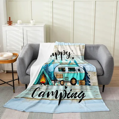 Happy Camping Camper Tent Blanket for Outdoor Lovers