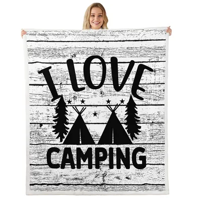 I Love Camping Tents Blanket: Rustic Teepee Design for Outdoor Lovers