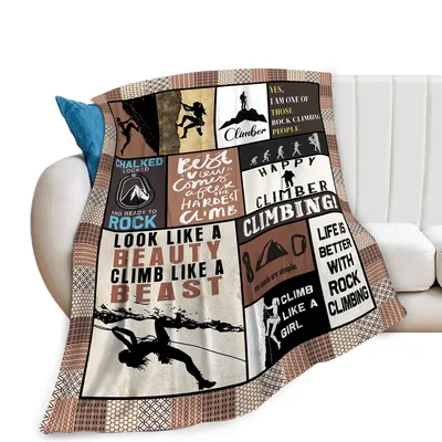 Rock Climbing Lover Patchwork Blanket
