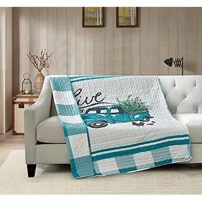 Live Vintage Van Checkered Blanket: Retro Truck and Plaid Design