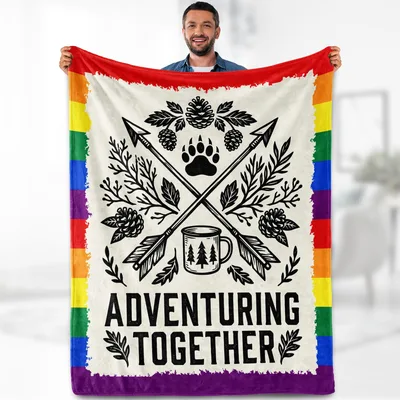 Adventuring Together Arrows Blanket: Pride & Camping Design