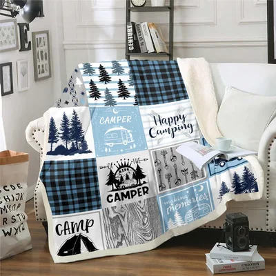 Happy Camping Patchwork Pattern Blanket No. 2