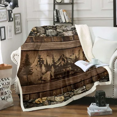 Rustic Camper Wooden Board Blanket for Trailers and Cabin Lovers