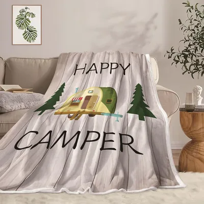 Happy Camper Tent Design Blanket for Outdoor Lovers