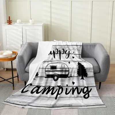 Happy Camping Camper Trailer Blanket for RV Lovers