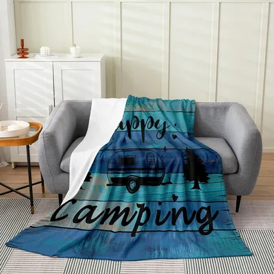 Happy Camping Wooden Camper Blanket No. 2