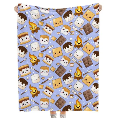 Smores Campfire Pattern Blanket: Kawaii S'mores Design for Campers