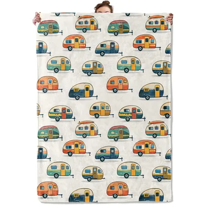 Retro Camper Trailers Pattern Blanket