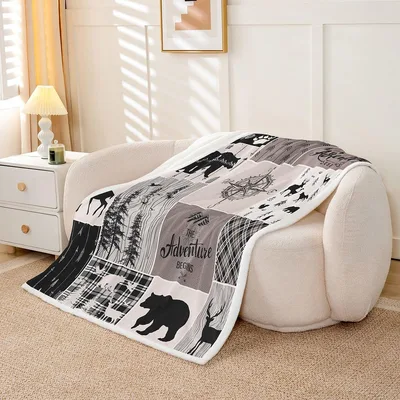 Woodland Animals Patchwork Adventure Blanket for Cabin Lovers
