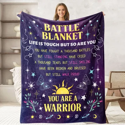 Cancer Fighter Inspirational Quote Blanket for Strength