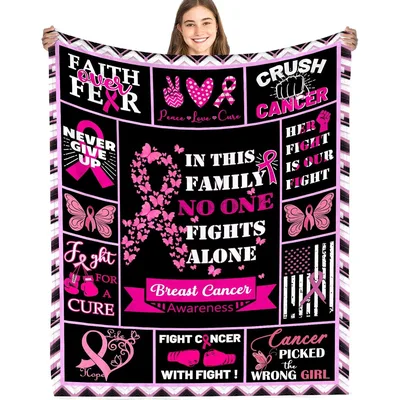 Faith Over Fear Peace Blanket for Breast Cancer Awareness