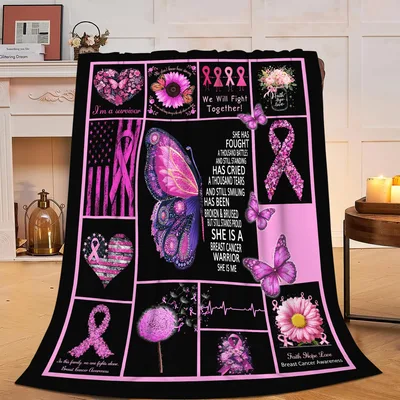 Pink Ribbon Awareness Blanket for Survivors and Their Circle