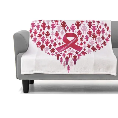 Breast Cancer Awareness Pink Blanket: Heart of Figures and Ribbon