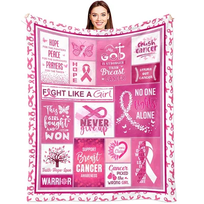 Breast Cancer Awareness Pink Ribbon Blanket: Fight Like a Girl Design