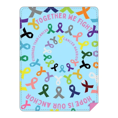 Cancer Awareness Blanket with Ribbons and Hope
