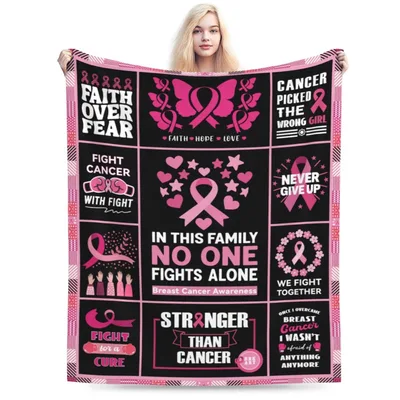 Stronger Than Cancer Breast Blanket - Pink Ribbon Awareness Design