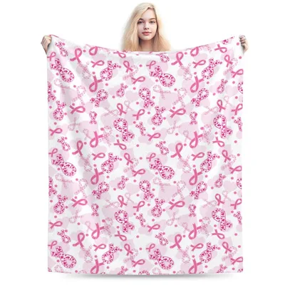 Breast Cancer Awareness Ribbon Blanket for Cozy Days