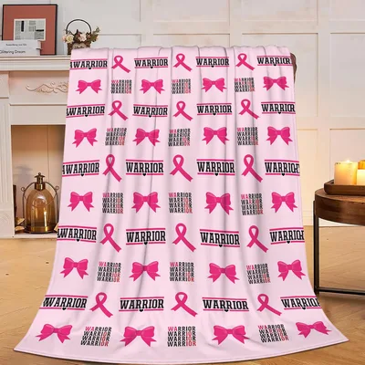 Pink Ribbon Warrior Blanket for Strength and Support