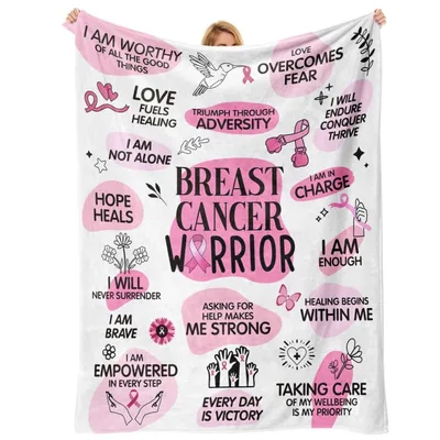 Breast Cancer Awareness Affirmations Blanket featuring Warrior text