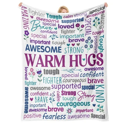 Warm Hugs Inspirational Words Blanket: Brave Fighter Design