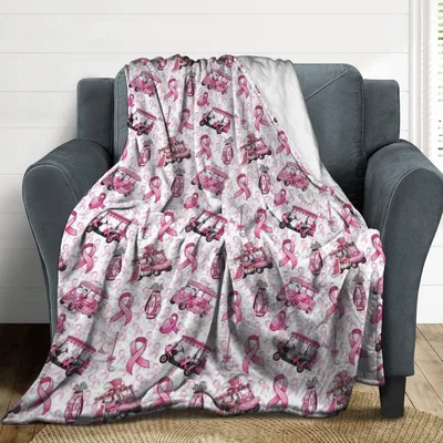 Breast Cancer Awareness Pink Ribbon Pattern Blanket for Golf Lovers
