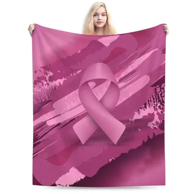 Pink Ribbon Awareness Design Blanket: Artistic Pink Ribbon Print