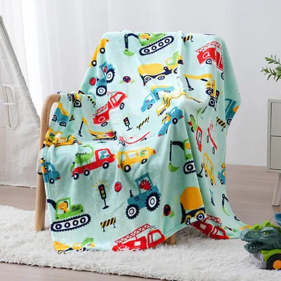 Kids Construction Vehicles Blanket for Little Builders