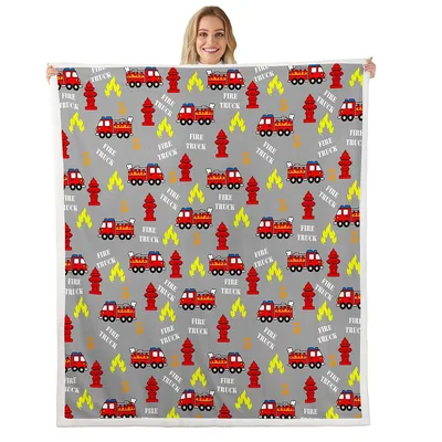 Blanket Fire Truck Pattern Kids: Cute Firefighter Car Fleece
