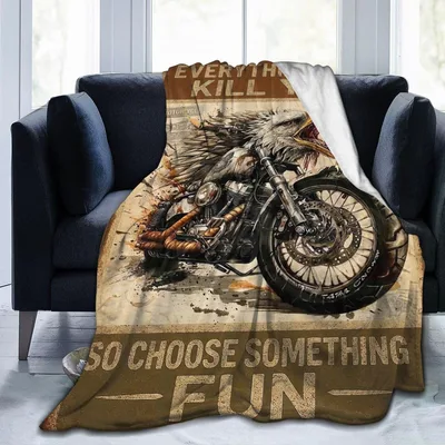 Biker Eagle Blanket for Motorcycle Lovers and Riders