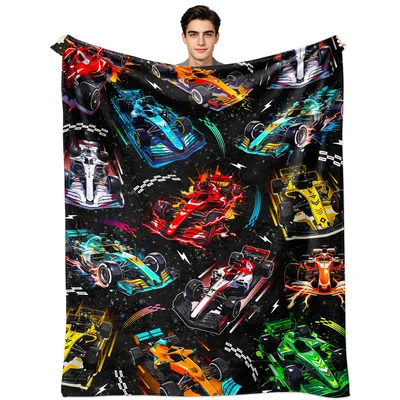 Race Car Lover Blanket: Racing Cars on Black