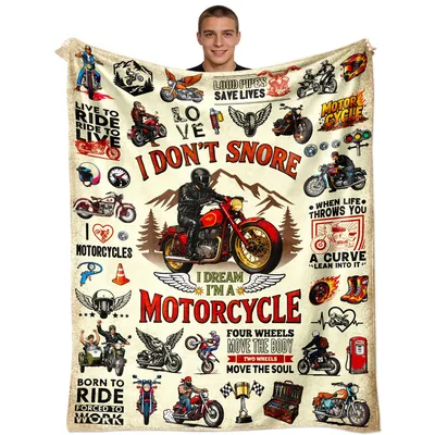 Motorcycle Riding Vintage Blanket: I Don't Snore Rider Design