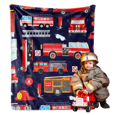 Fire Alarm Fire Engine Blanket for Little Firefighters