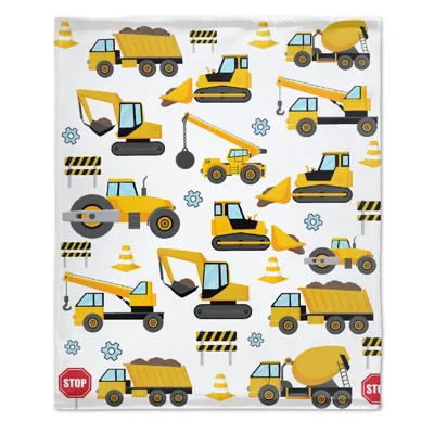Construction Trucks Pattern Blanket for Little Builders