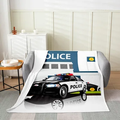 Cop Car Blanket for Kids with a Police Car Print