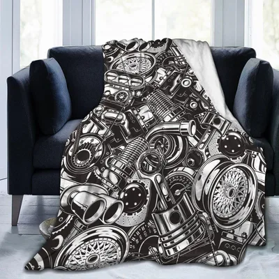 Car Engine Parts Blanket for Garage Lovers and Gearheads