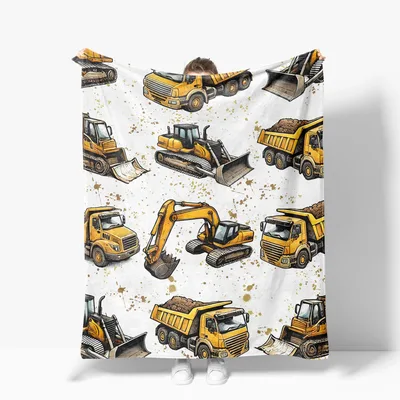 Dump Trucks and Bulldozers Blanket for Little Builders