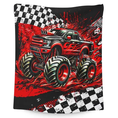 Monster Truck Racing Boys Blanket: High-Octane Design for Kids