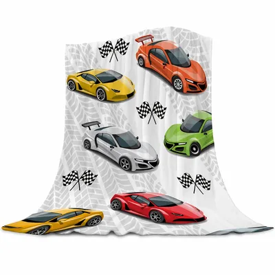 Race Cars Checkered Flag Blanket for Racing Fans and Young Drivers