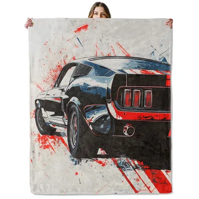 Vintage Muscle Car Blanket for Car Lovers and Garage Fans