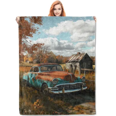 Rusty Vintage Car Blanket for Cozy Autumn Evenings