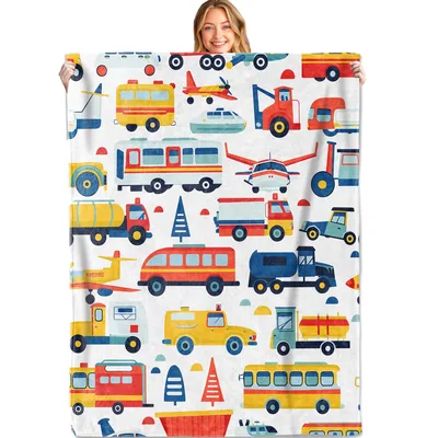 Vehicle Pattern Blanket for Little Road Fans