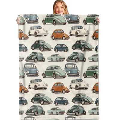 Vintage Classic Beetle Cars Blanket for Car Lovers