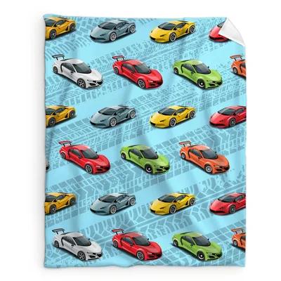 Sports Cars Pattern Blanket featuring vibrant supercars